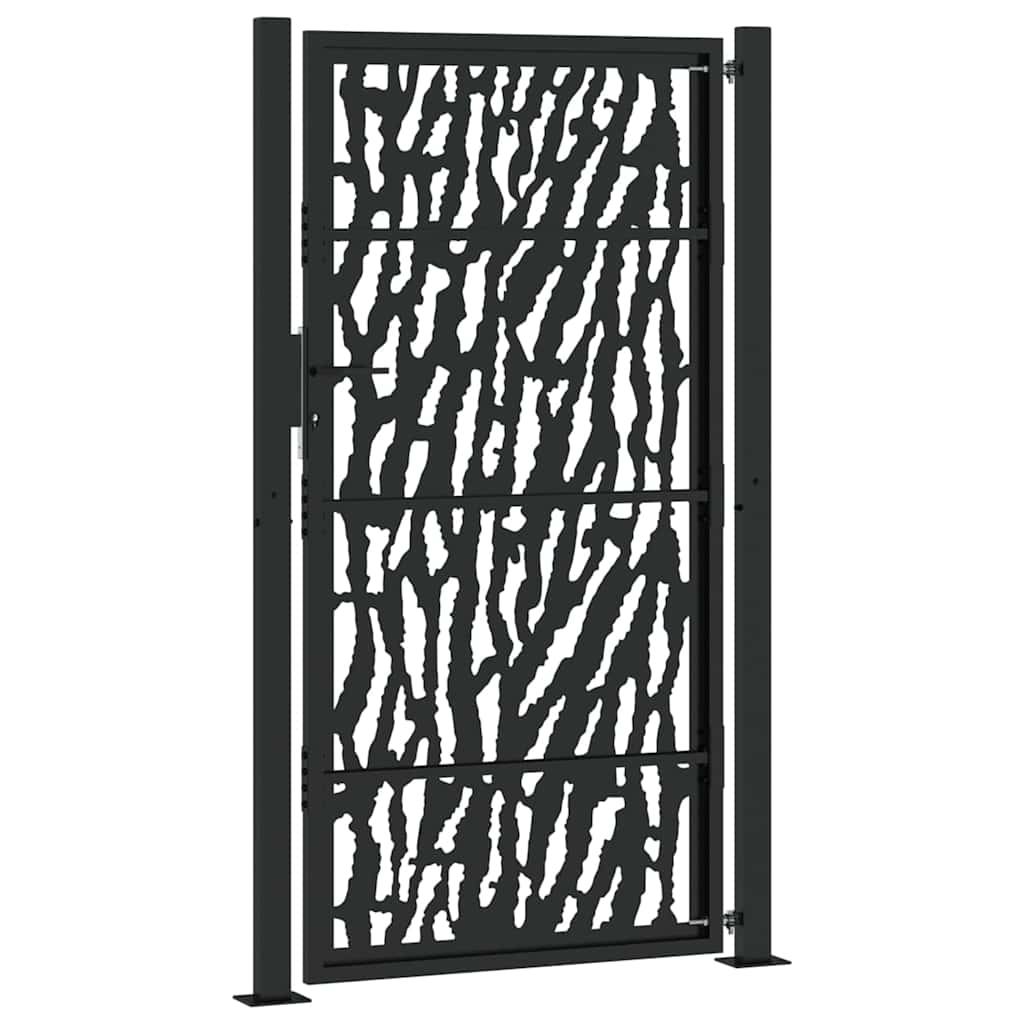 vidaXL Brama ogrodowa czarna 100x175 cm Stalowy wzór śladu