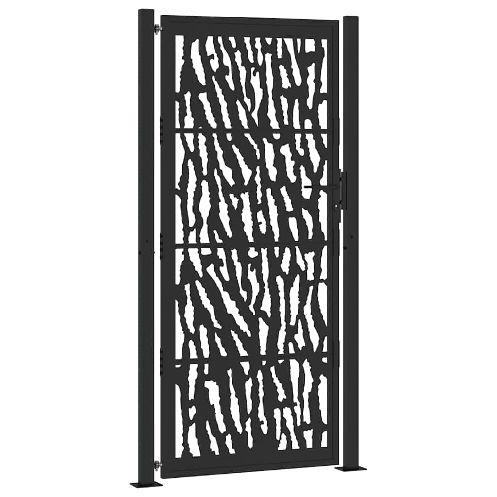vidaXL Brama ogrodowa czarna 100x200 cm Stalowy wzór śladu