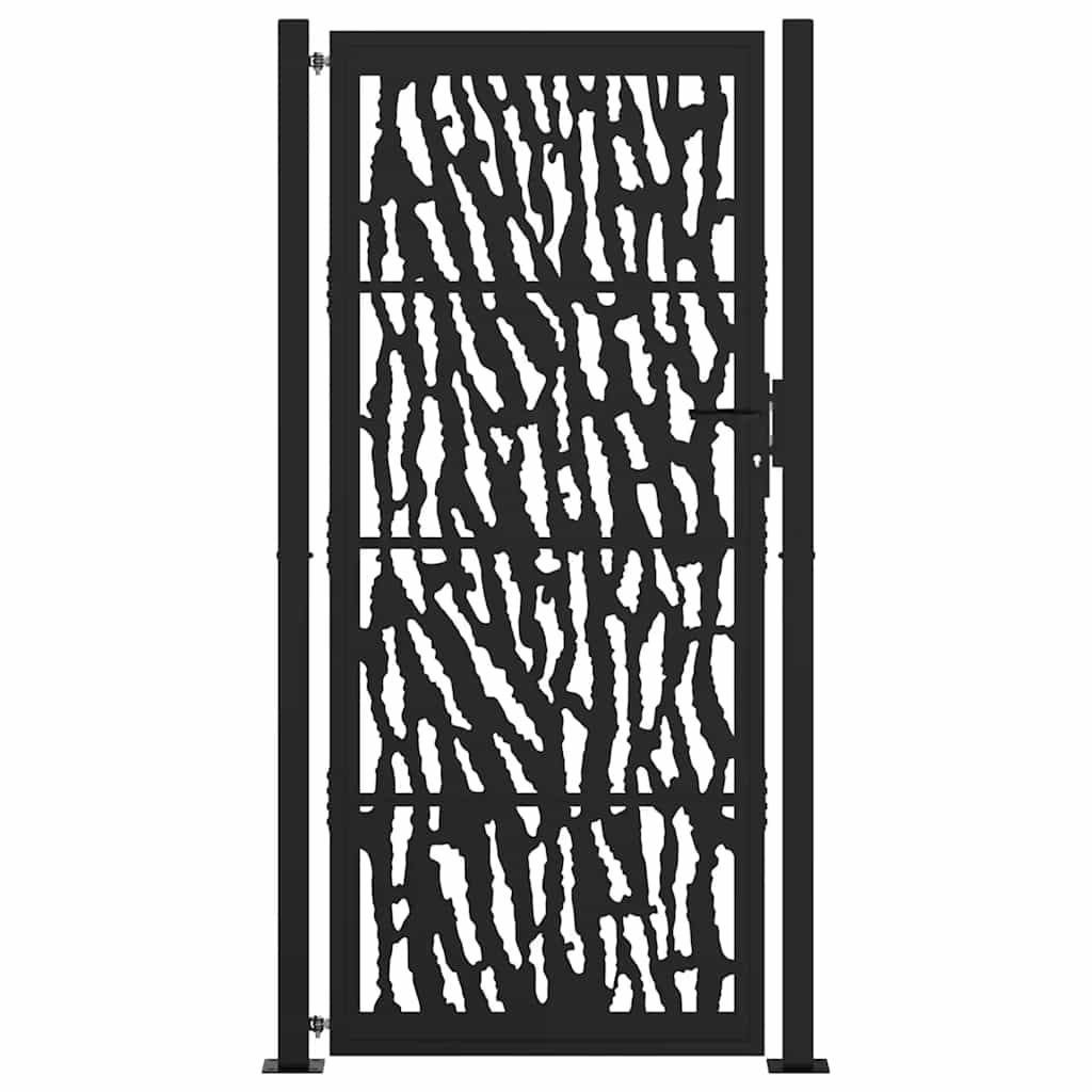 vidaXL Brama ogrodowa czarna 100x200 cm Stalowy wzór śladu