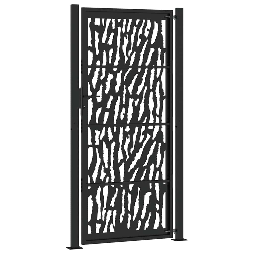 vidaXL Brama ogrodowa czarna 100x200 cm Stalowy wzór śladu