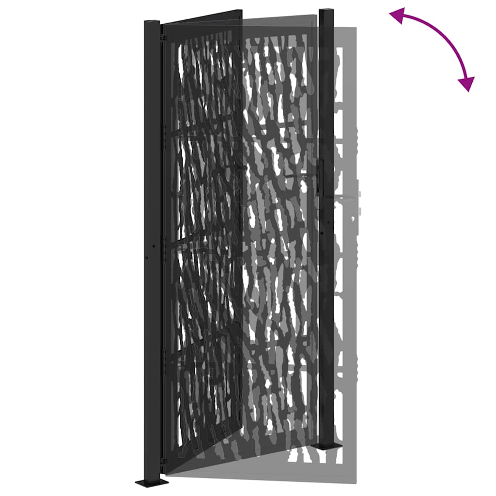 vidaXL Brama ogrodowa czarna 100x200 cm Stalowy wzór śladu