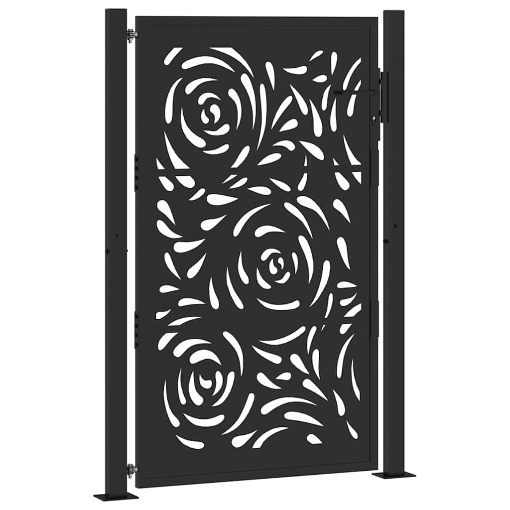 vidaXL Brama ogrodowa czarna 100x150 cm Stalowy wzór płomienia