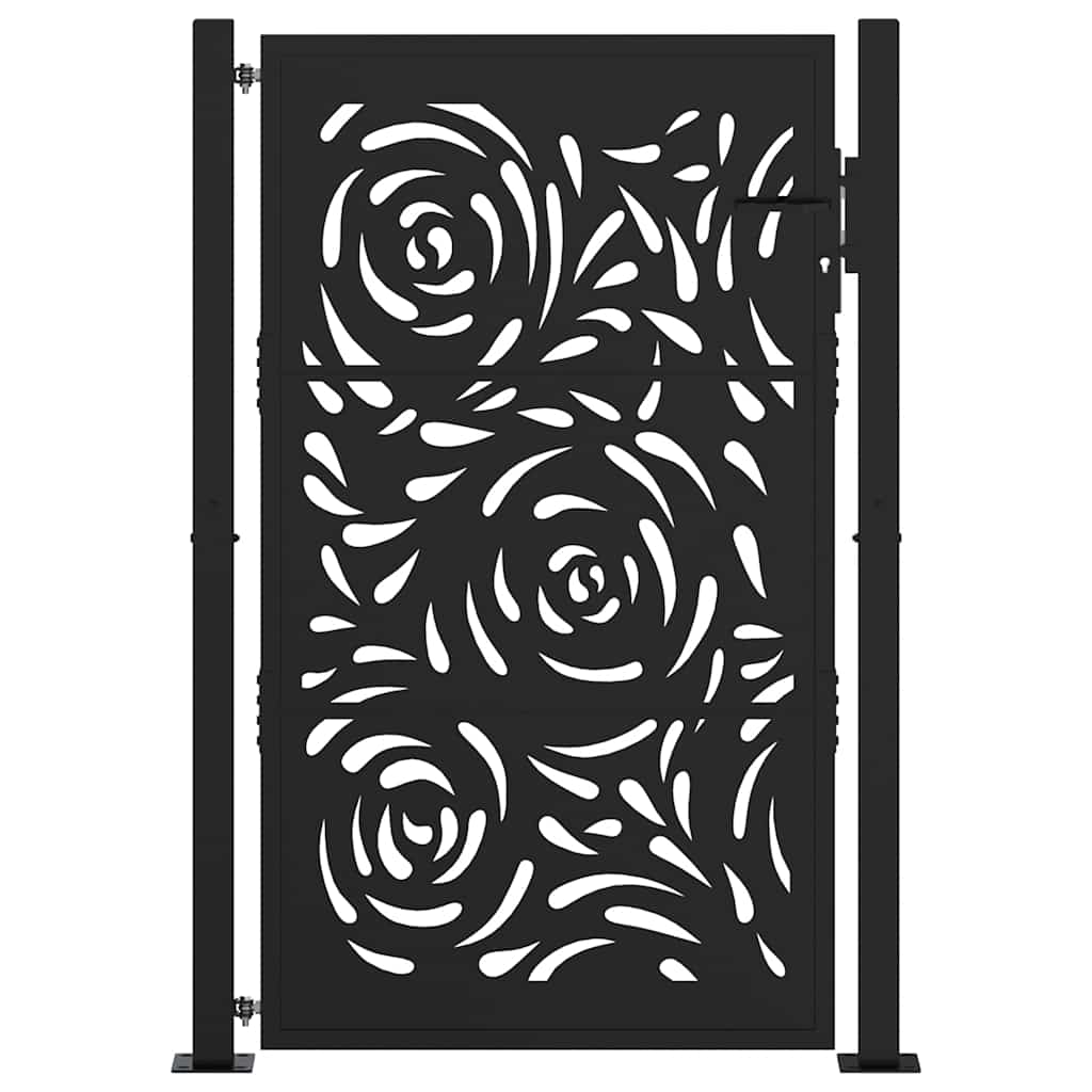 vidaXL Brama ogrodowa czarna 100x150 cm Stalowy wzór płomienia