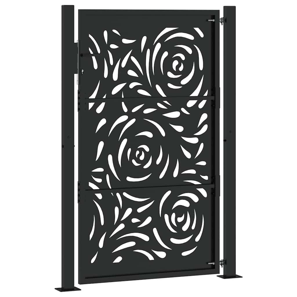 vidaXL Brama ogrodowa czarna 100x150 cm Stalowy wzór płomienia