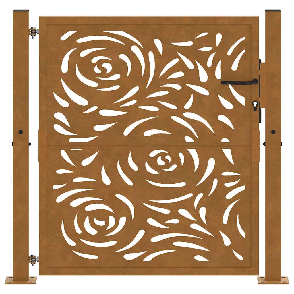 vidaXL Brama ogrodowa 100x100 cm Stal nierdzewna Wzór płomienia