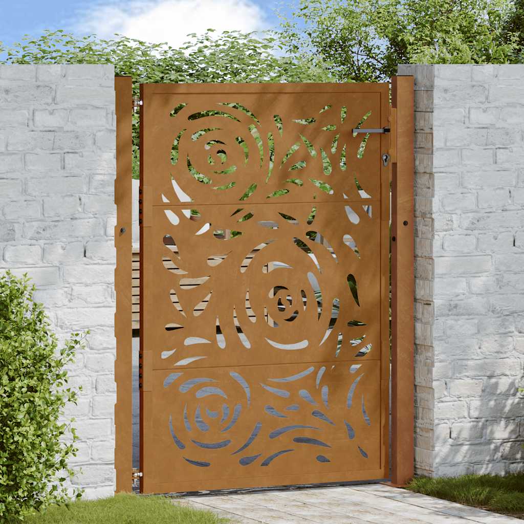 vidaXL Brama ogrodowa 100x150 cm Stal nierdzewna Wzór płomienia