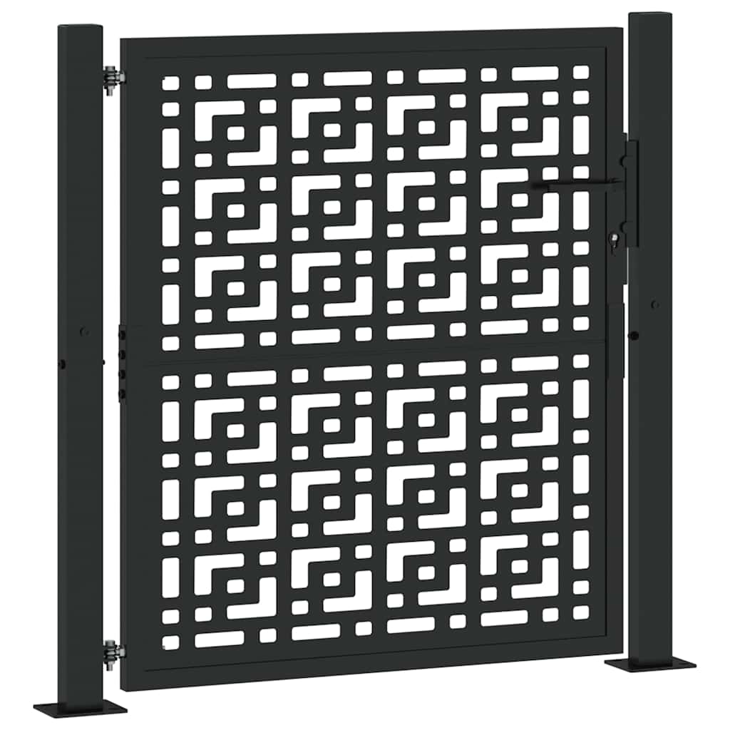 vidaXL Brama ogrodowa czarna 100x100 cm stalowy krzyż wzór