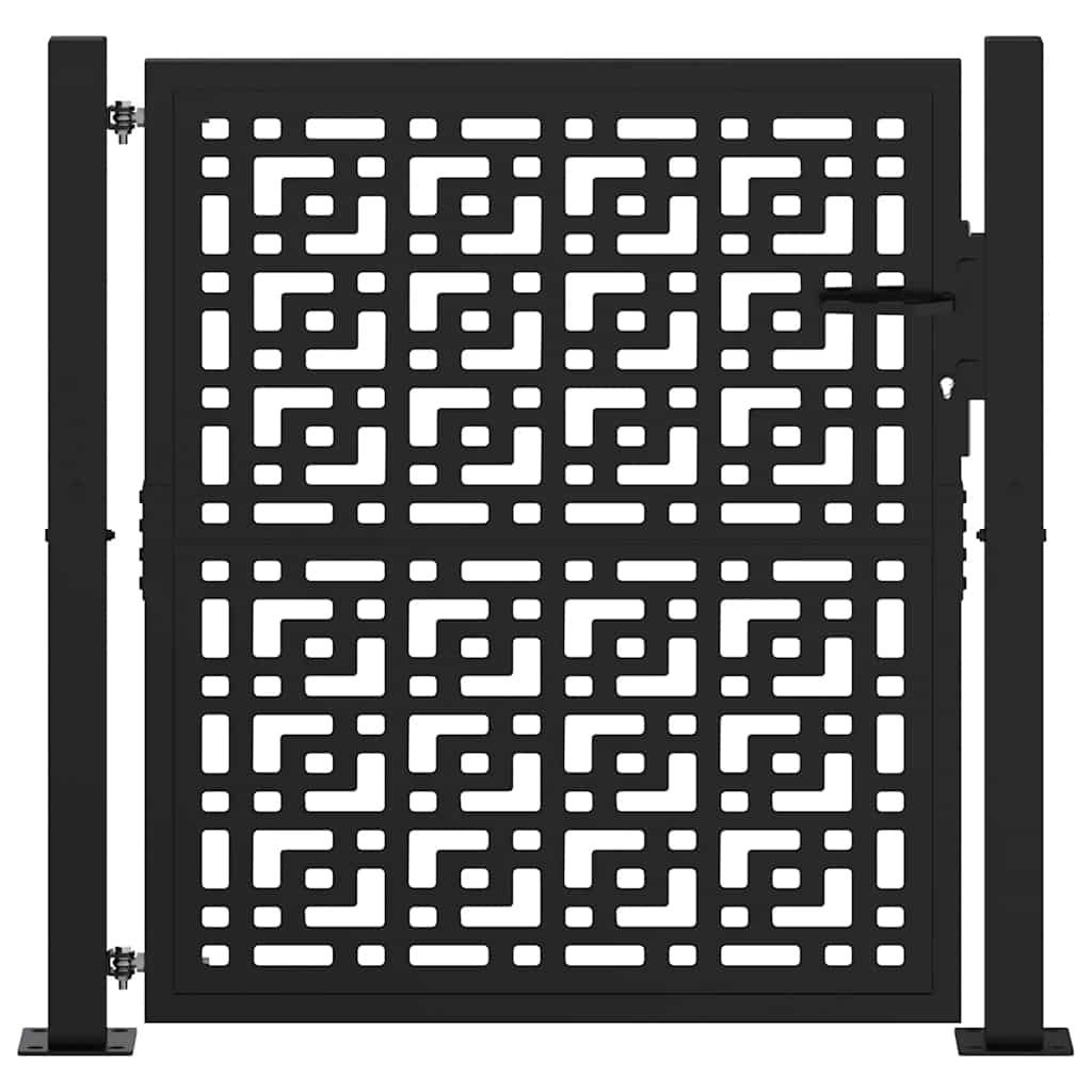 vidaXL Brama ogrodowa czarna 100x100 cm stalowy krzyż wzór