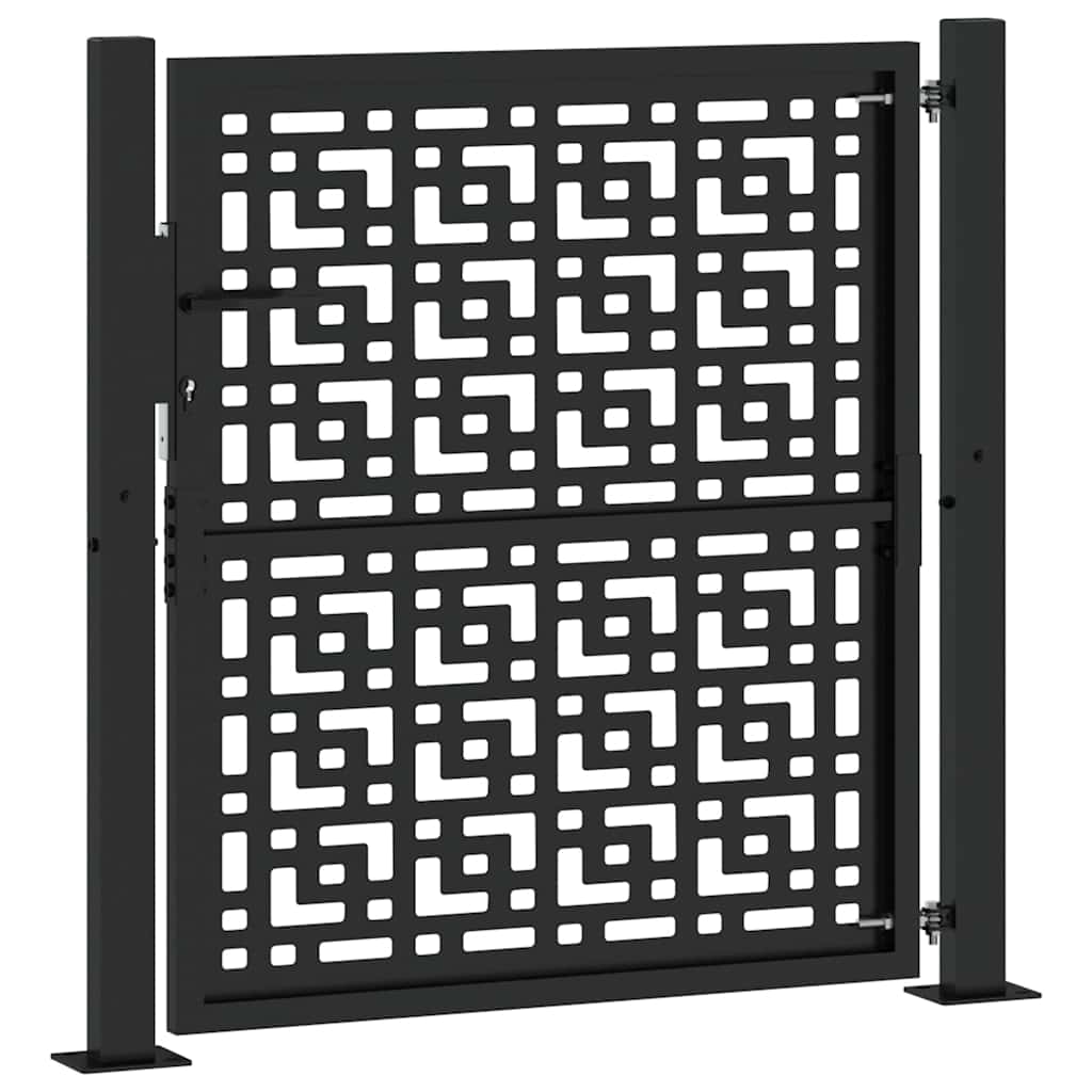 vidaXL Brama ogrodowa czarna 100x100 cm stalowy krzyż wzór
