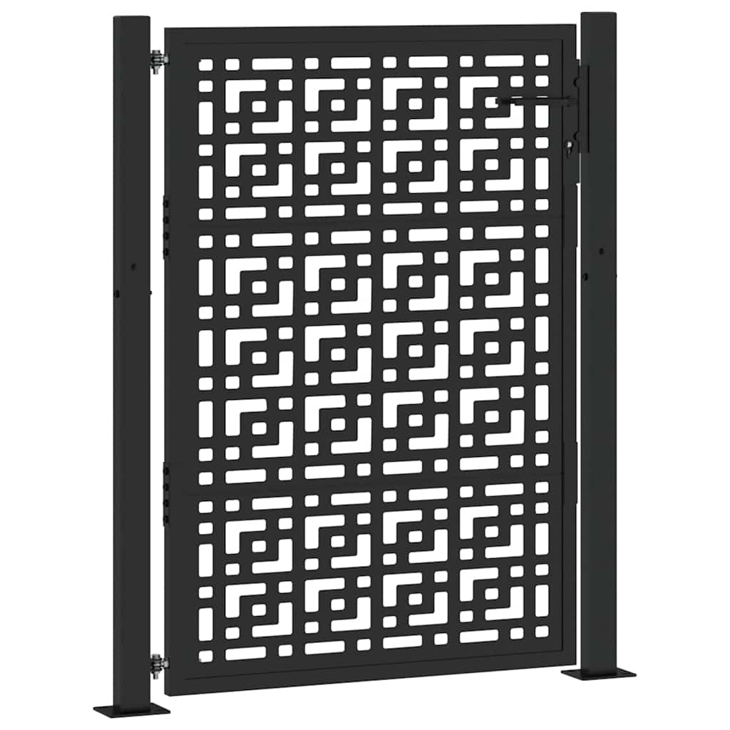 vidaXL Brama ogrodowa czarna 100x125 cm stalowy wzór krzyża