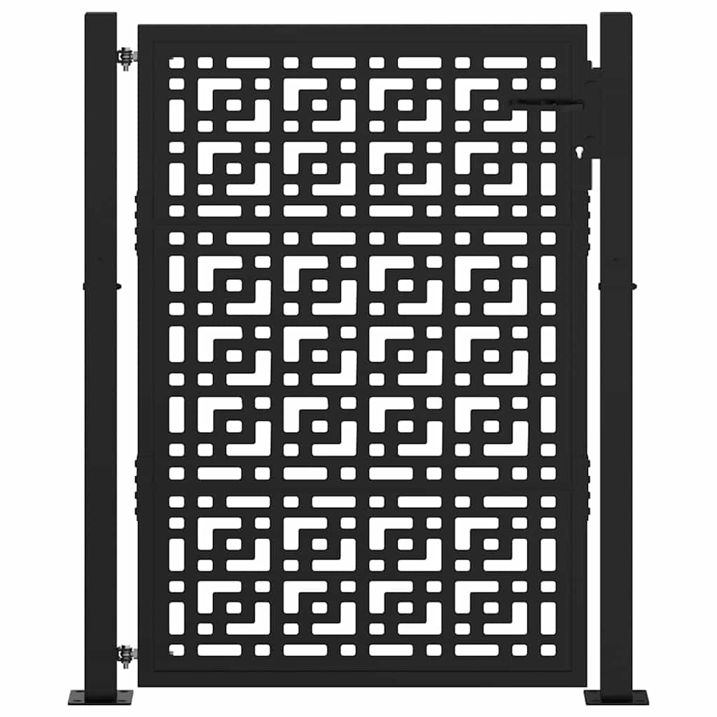 vidaXL Brama ogrodowa czarna 100x125 cm stalowy wzór krzyża