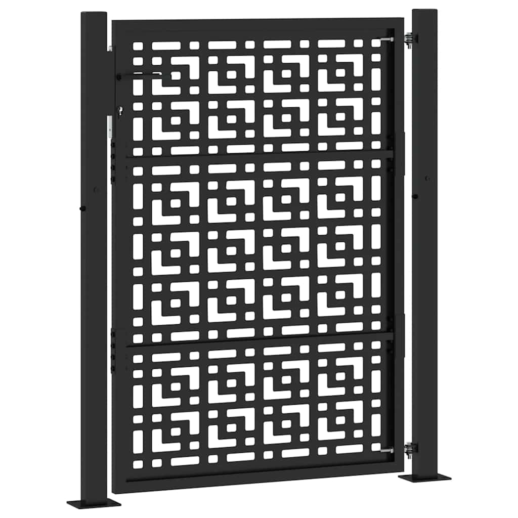 vidaXL Brama ogrodowa czarna 100x125 cm stalowy wzór krzyża