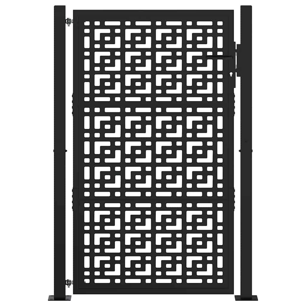 vidaXL Brama ogrodowa czarna 100x150 cm stalowy wzór krzyża