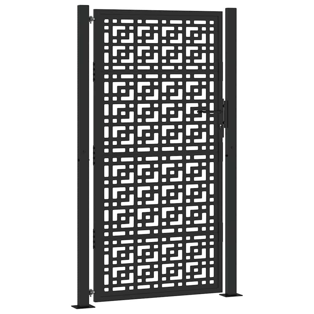 vidaXL Brama ogrodowa czarna 100x175 cm stalowy wzór krzyża