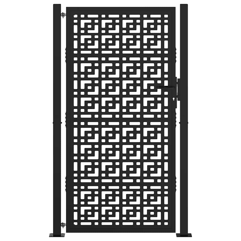vidaXL Brama ogrodowa czarna 100x175 cm stalowy wzór krzyża