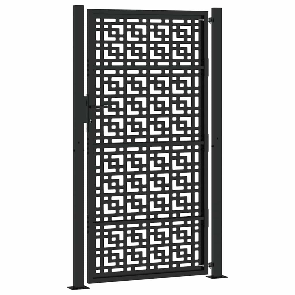 vidaXL Brama ogrodowa czarna 100x175 cm stalowy wzór krzyża