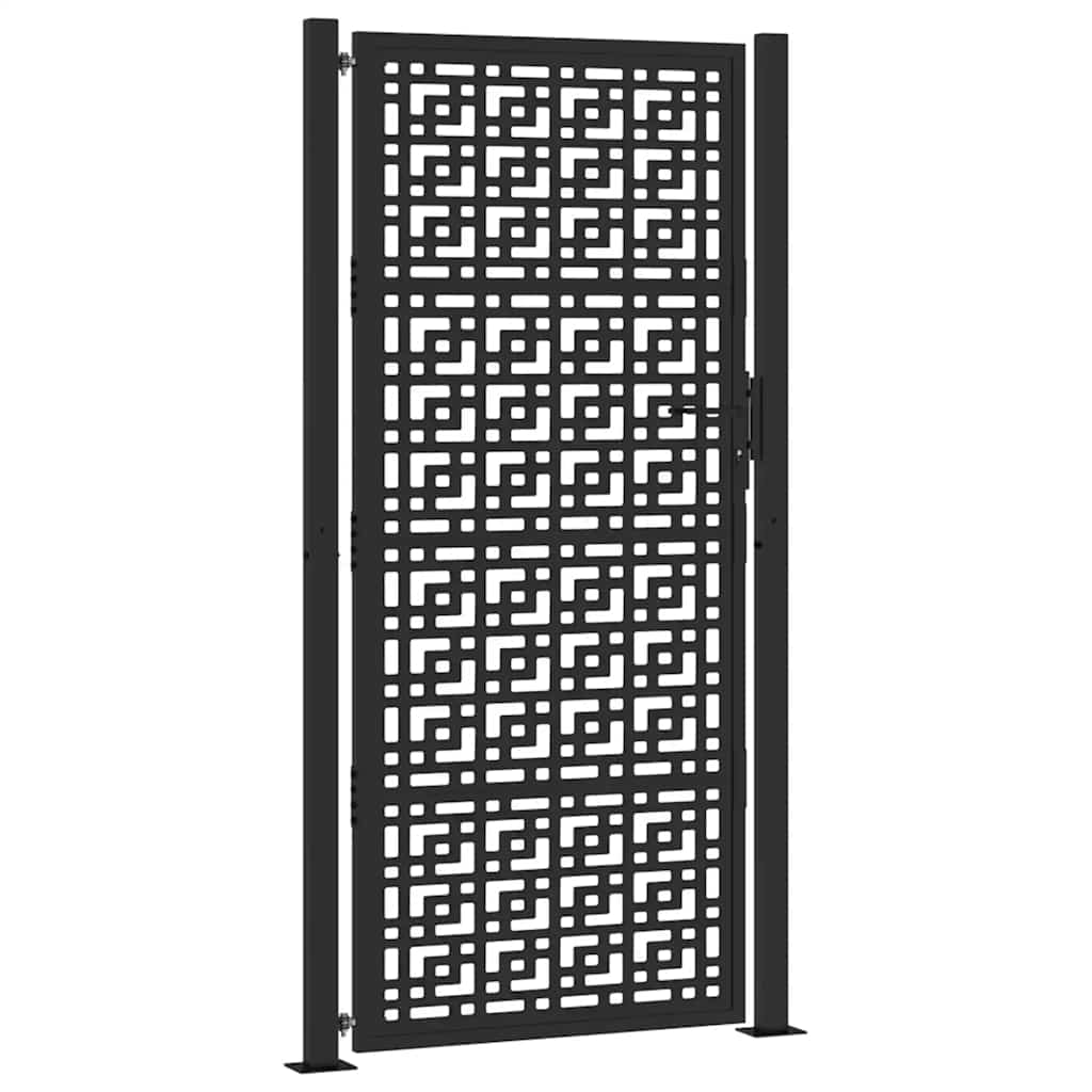 vidaXL Brama ogrodowa czarna 100x200 cm stalowy wzór krzyża