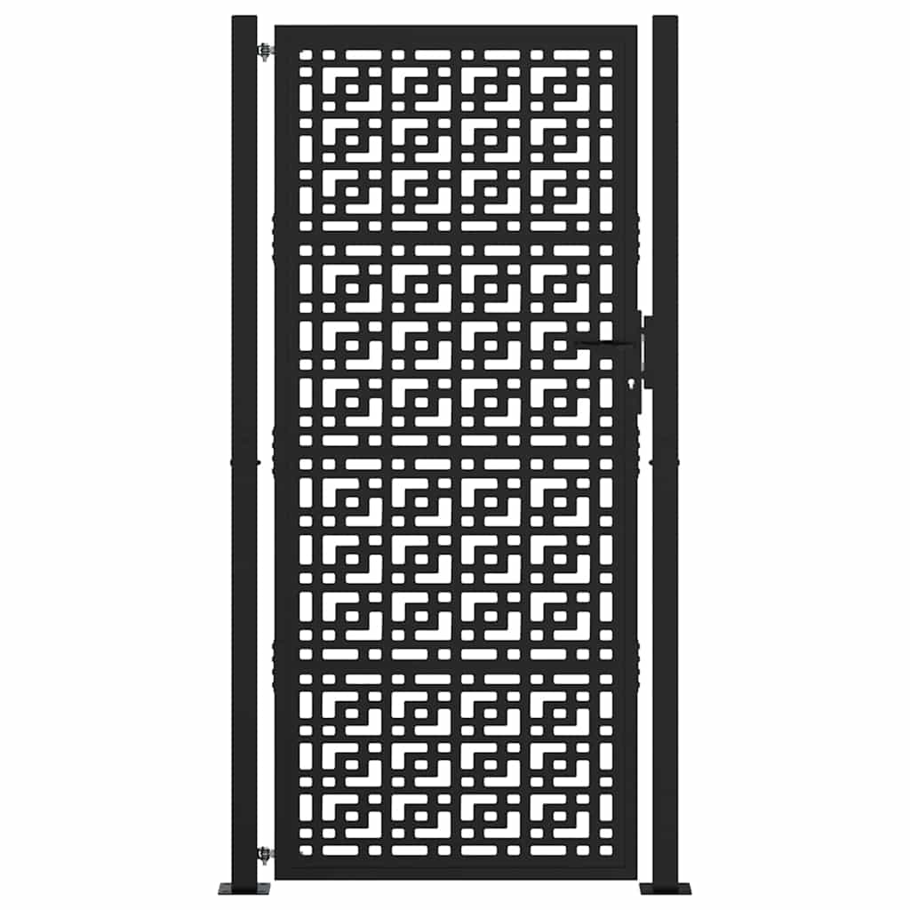 vidaXL Brama ogrodowa czarna 100x200 cm stalowy wzór krzyża