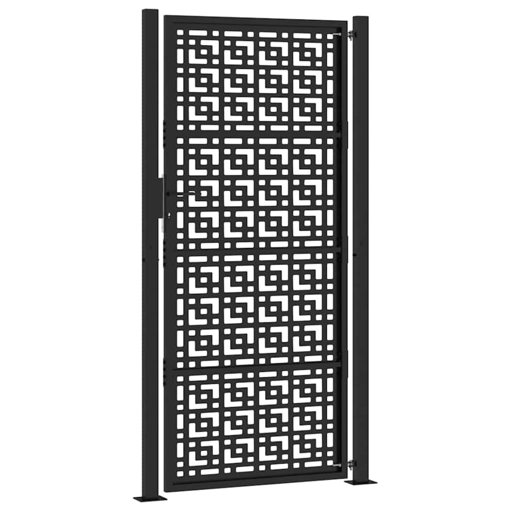 vidaXL Brama ogrodowa czarna 100x200 cm stalowy wzór krzyża