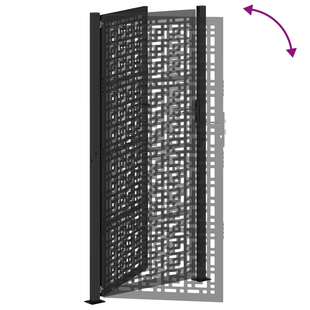 vidaXL Brama ogrodowa czarna 100x200 cm stalowy wzór krzyża