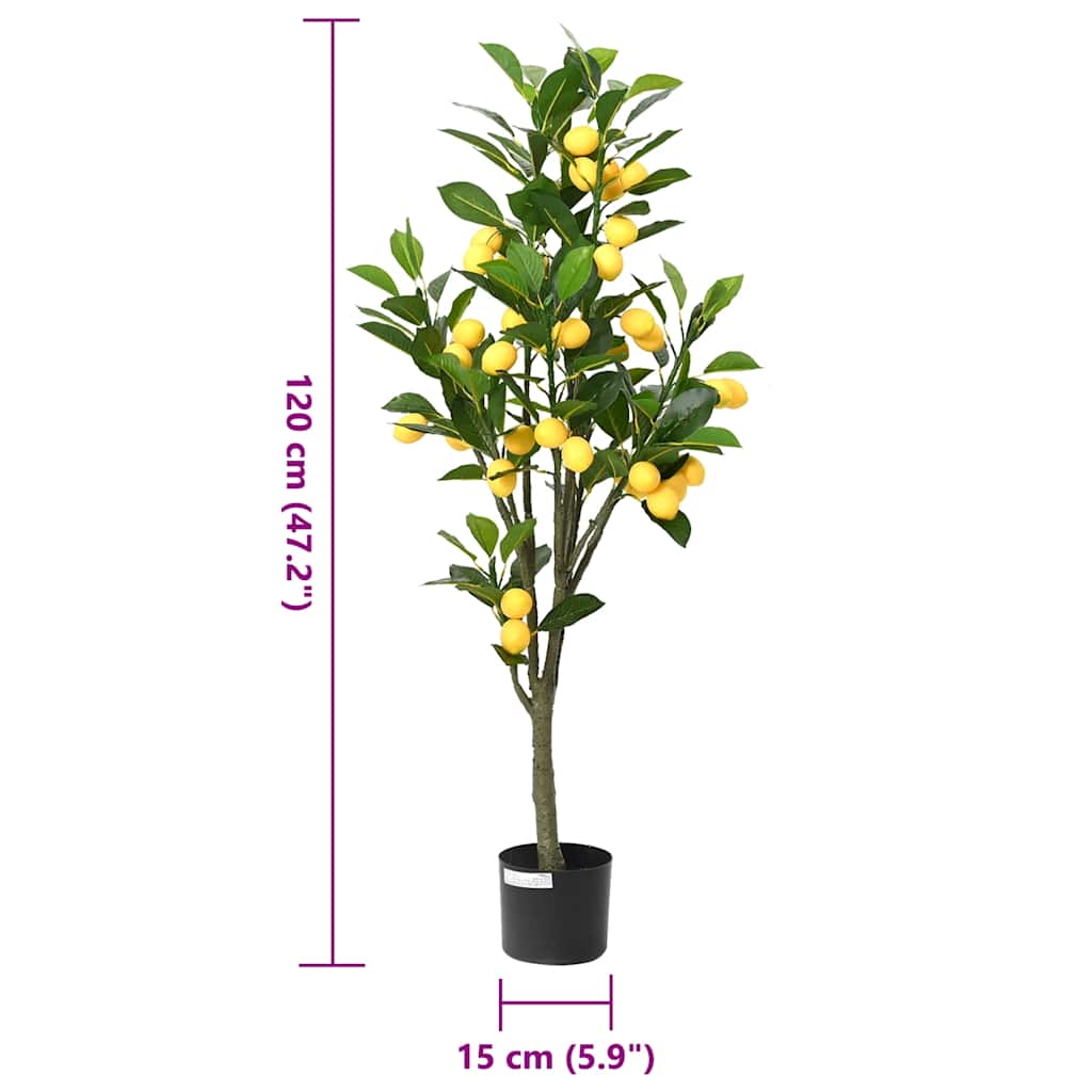 vidaXL Sztuczne drzewo cytrynowe 136 liści 120 cm zielone