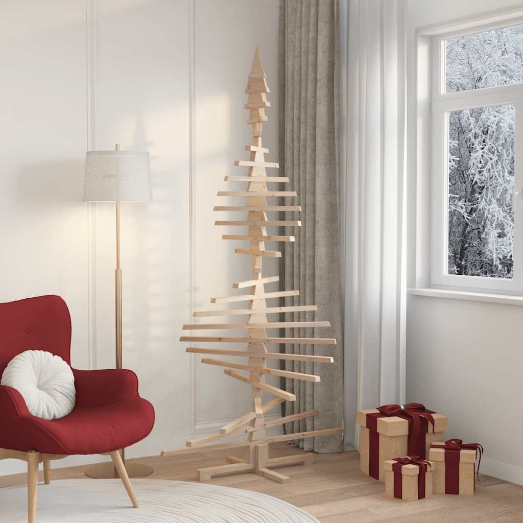 vidaXL Drewniana choinka do udekorowania, 210 cm, lite drewno sosnowe