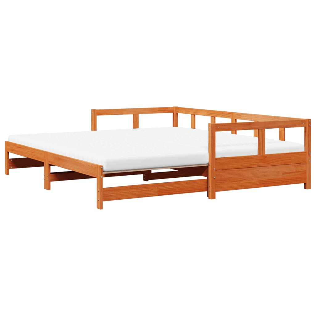 vidaXL Łóżko dzienne, rozsuwane, z materacem, woskowy brąz, 80x200 cm