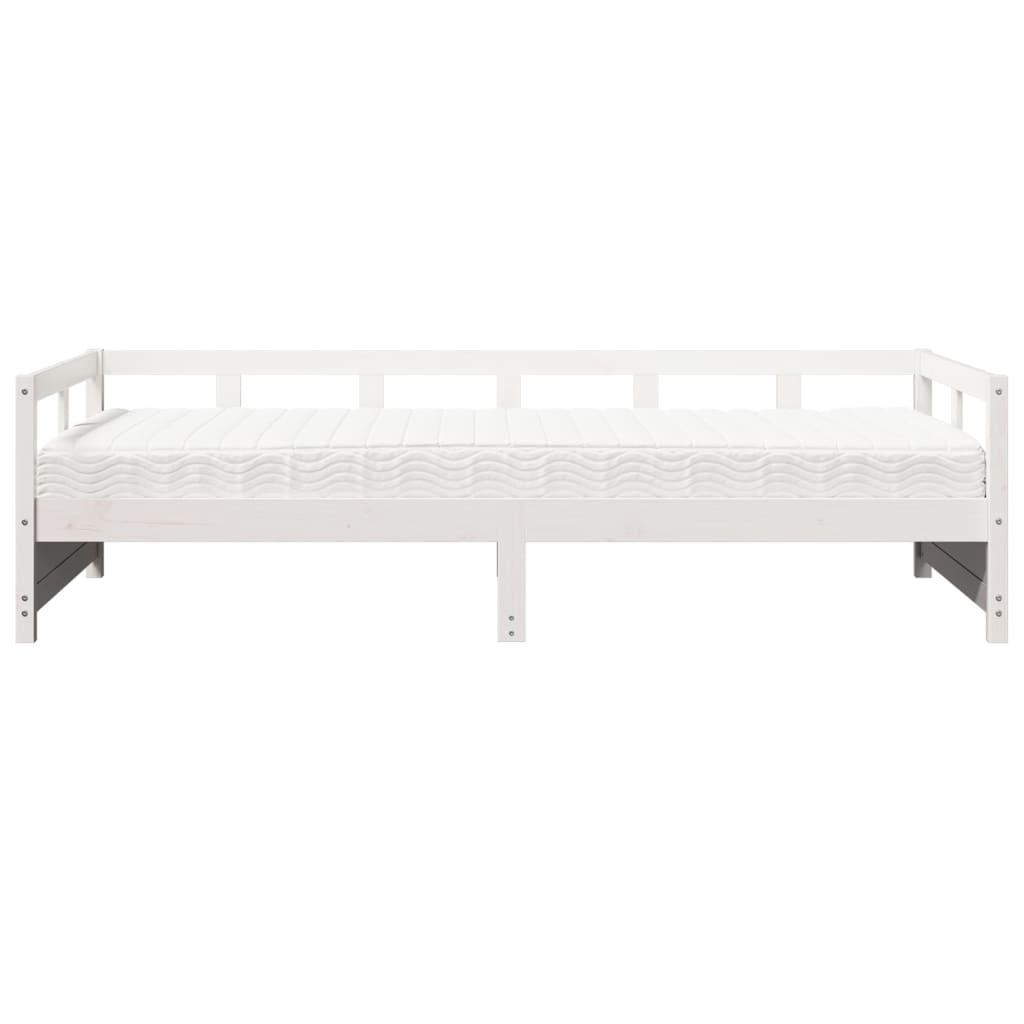 vidaXL Łóżko dzienne z materacem, białe, 80x200 cm, drewno sosnowe