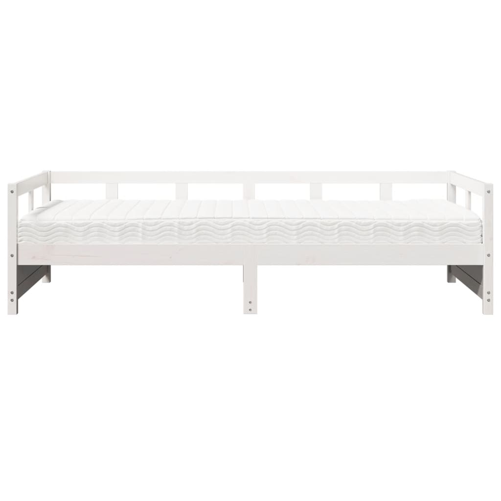 vidaXL Łóżko dzienne z materacem, białe, 90x200 cm, drewno sosnowe