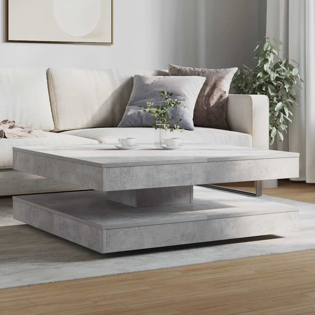 vidaXL Stolik kawowy obrotowy 360 stopni Betonowy szary 90x90x34,5 cm