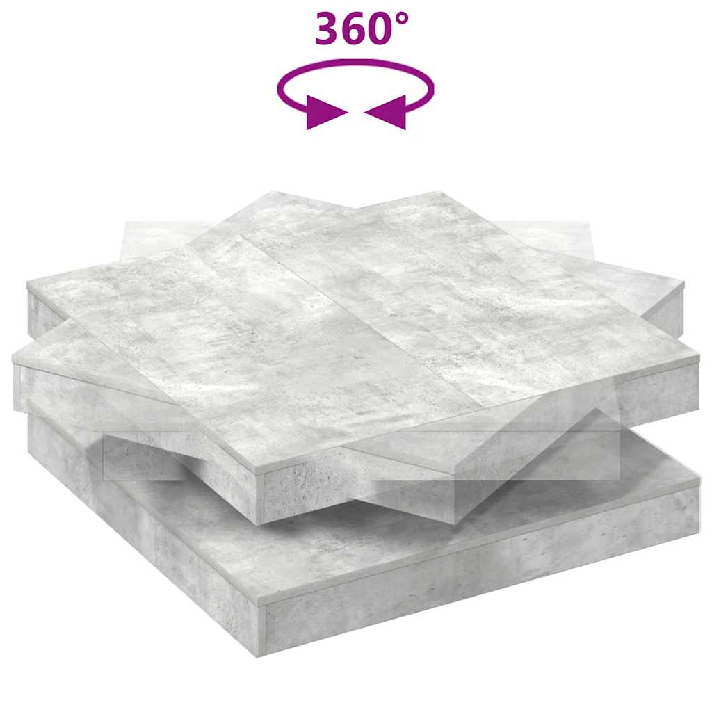 vidaXL Stolik kawowy obrotowy 360 stopni Betonowy szary 90x90x34,5 cm