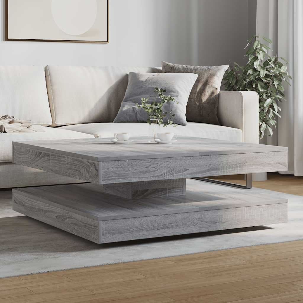 vidaXL Stolik kawowy obrotowy 360 stopni Szary Sonoma 90x90x34,5 cm