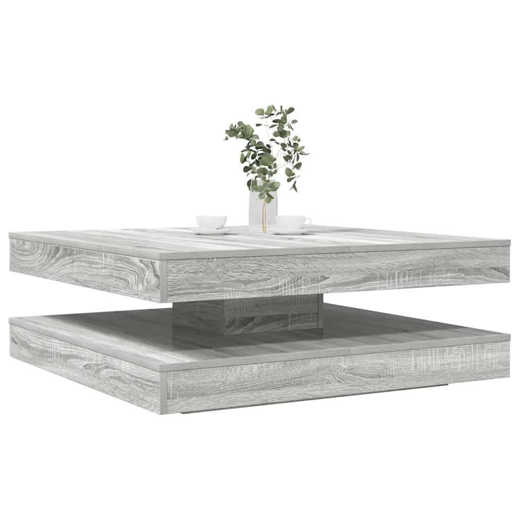 vidaXL Stolik kawowy obrotowy 360 stopni Szary Sonoma 90x90x34,5 cm