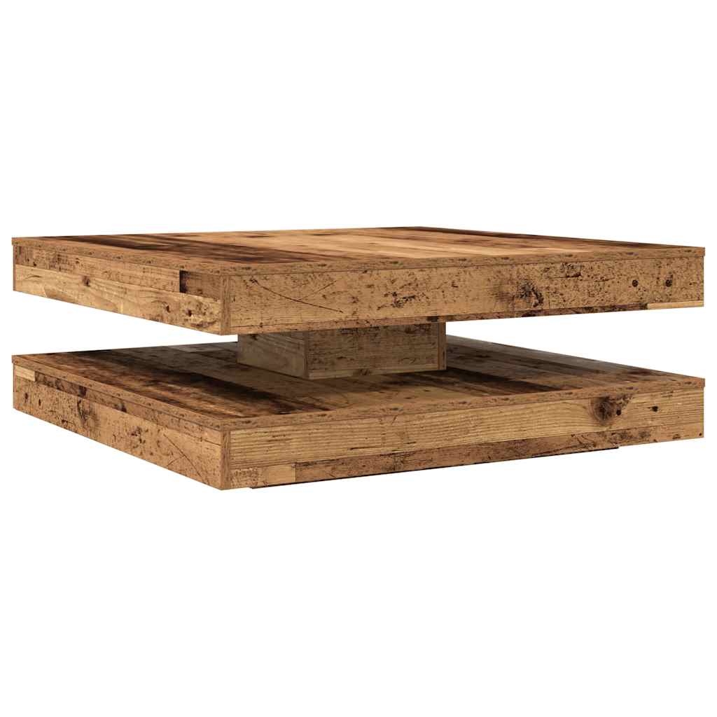 vidaXL Stolik kawowy obrotowy 360 stopni Stare drewno 90x90x34,5 cm