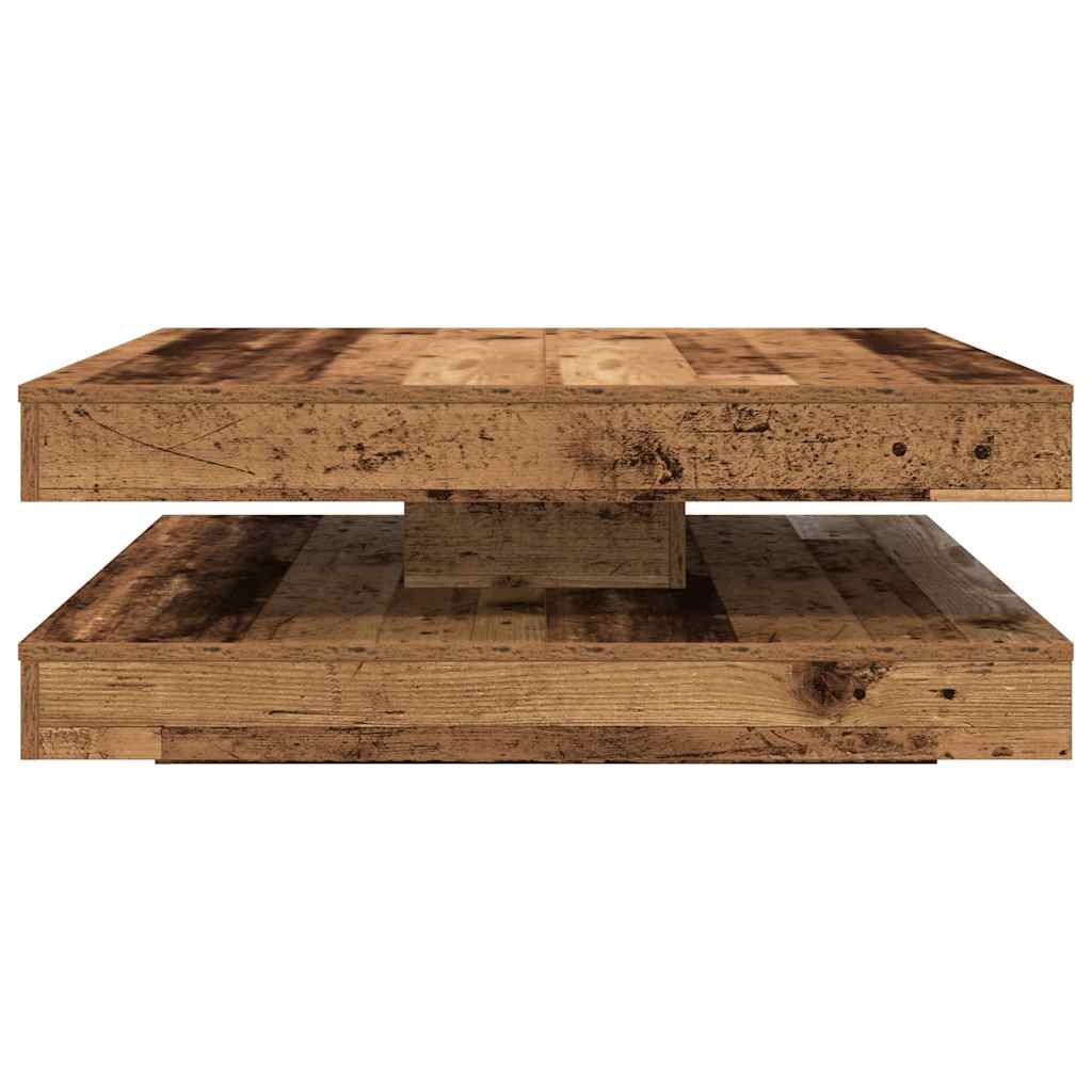 vidaXL Stolik kawowy obrotowy 360 stopni Stare drewno 90x90x34,5 cm