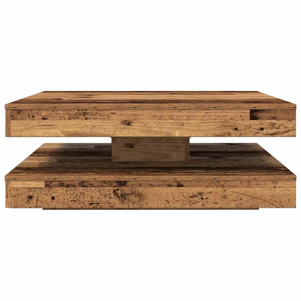 vidaXL Stolik kawowy obrotowy 360 stopni Stare drewno 90x90x34,5 cm