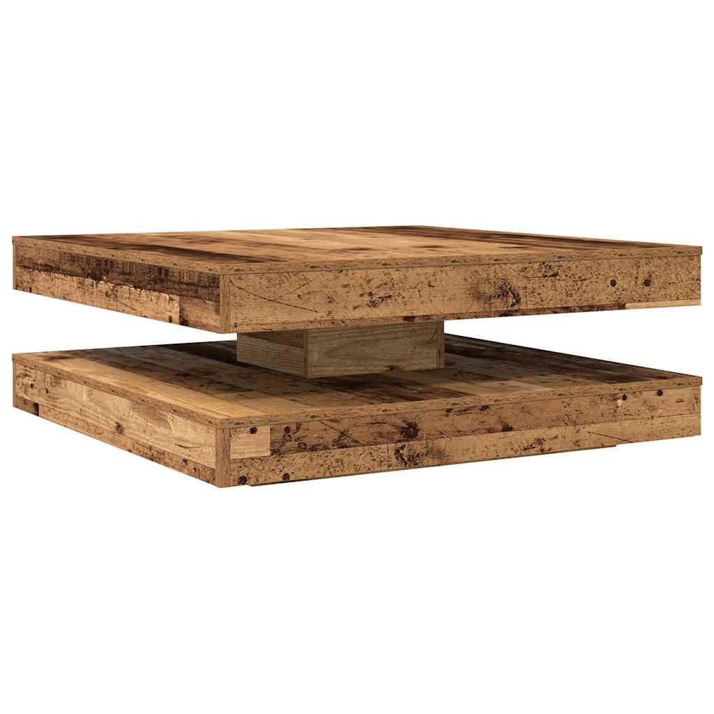 vidaXL Stolik kawowy obrotowy 360 stopni Stare drewno 90x90x34,5 cm