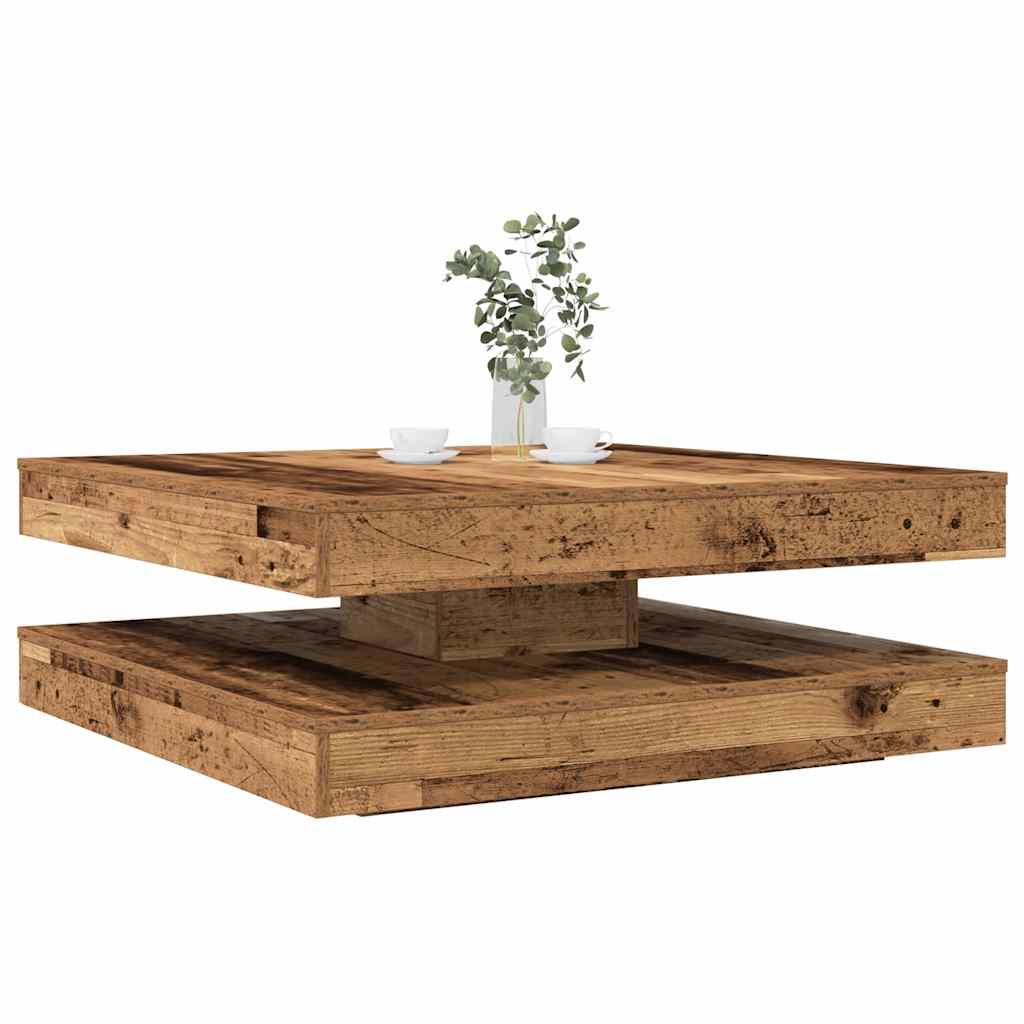 vidaXL Stolik kawowy obrotowy 360 stopni Stare drewno 90x90x34,5 cm