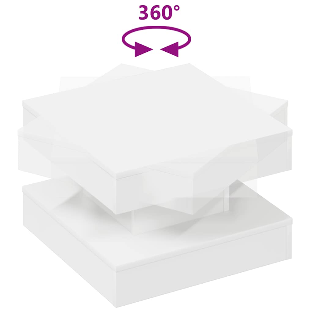 vidaXL Stolik kawowy obrotowy 360 stopni, biały, 50x50x34,5 cm