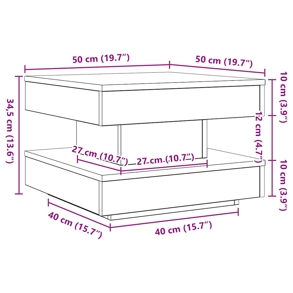 vidaXL Stolik kawowy obrotowy 360 stopni, biały, 50x50x34,5 cm