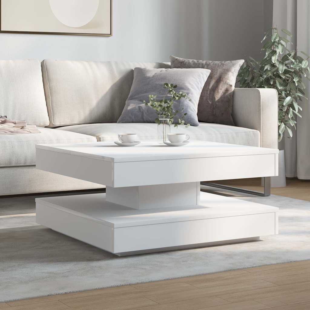 vidaXL Stolik kawowy obrotowy 360 stopni, biały, 70x70x34,5 cm