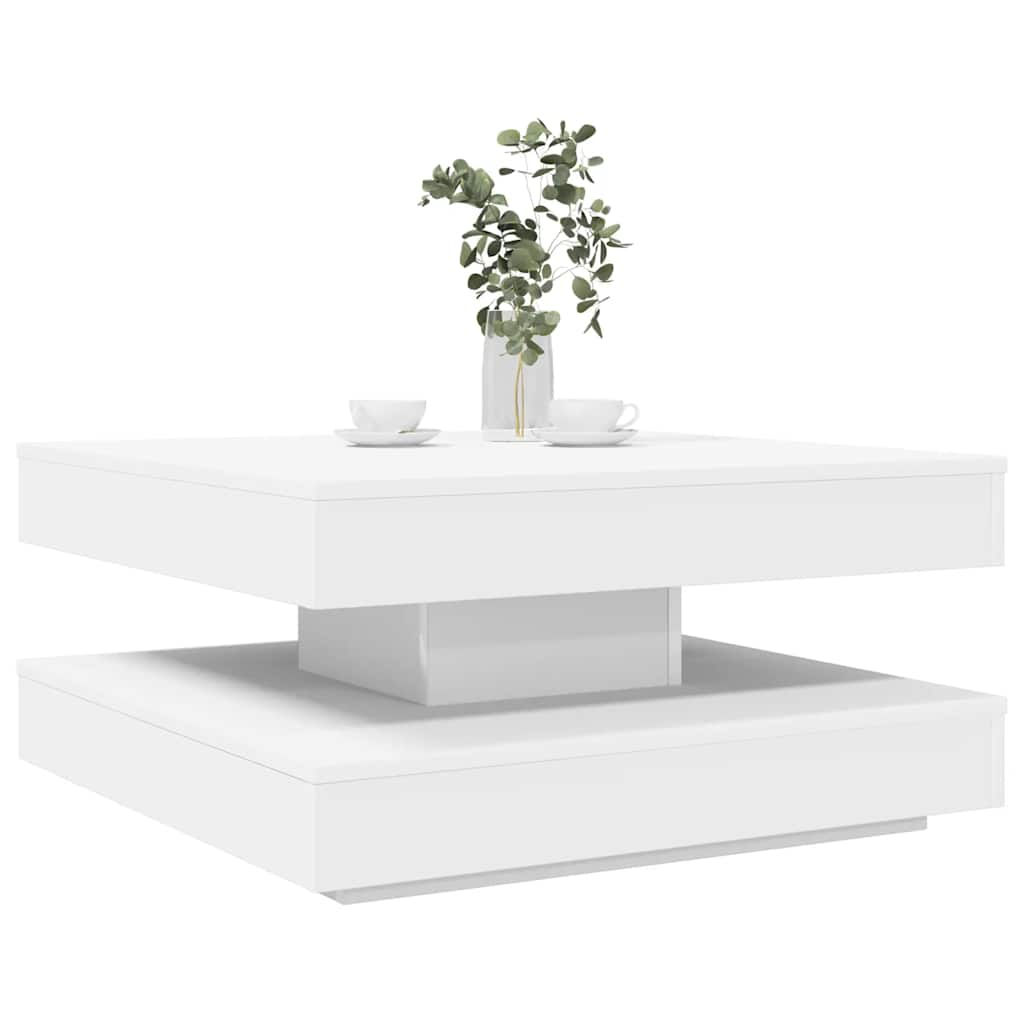 vidaXL Stolik kawowy obrotowy 360 stopni, biały, 70x70x34,5 cm