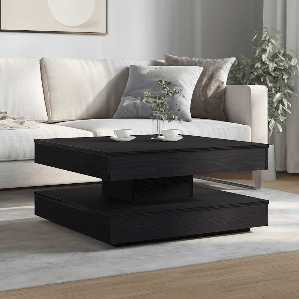 vidaXL Stolik kawowy obrotowy 360 stopni, czarny, 70x70x34,5 cm