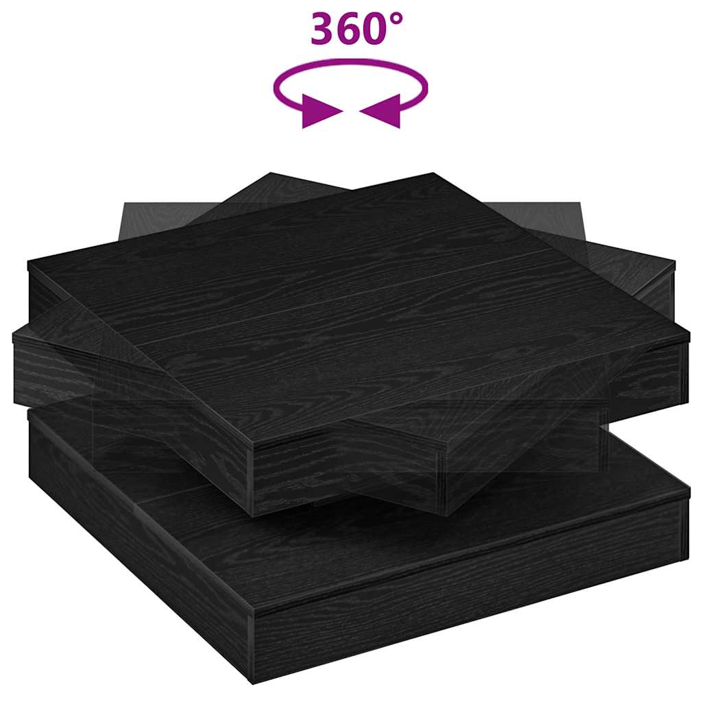vidaXL Stolik kawowy obrotowy 360 stopni, czarny, 70x70x34,5 cm