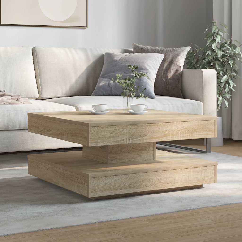 vidaXL Stolik kawowy obrotowy 360 stopni, dąb Sonoma, 70x70x34,5 cm