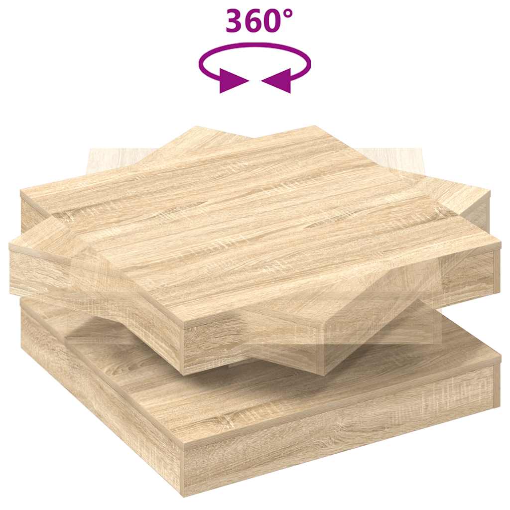vidaXL Stolik kawowy obrotowy 360 stopni, dąb Sonoma, 70x70x34,5 cm