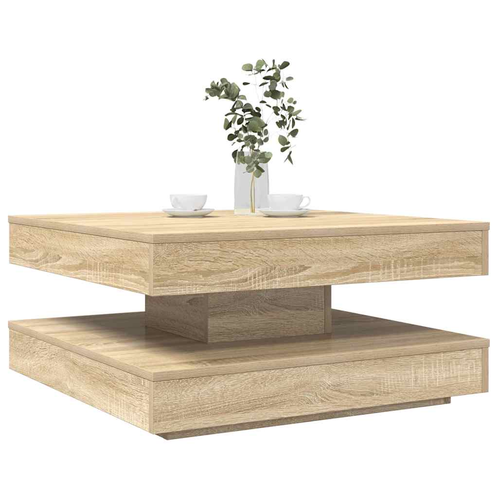 vidaXL Stolik kawowy obrotowy 360 stopni, dąb Sonoma, 70x70x34,5 cm