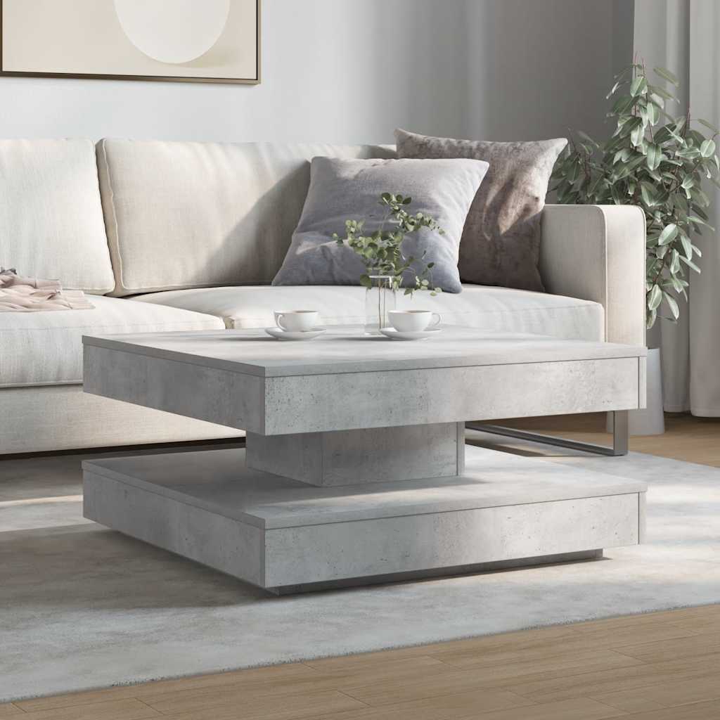 vidaXL Stolik kawowy obrotowy 360 stopni, betonowy, szary, 70x70x34,5 cm