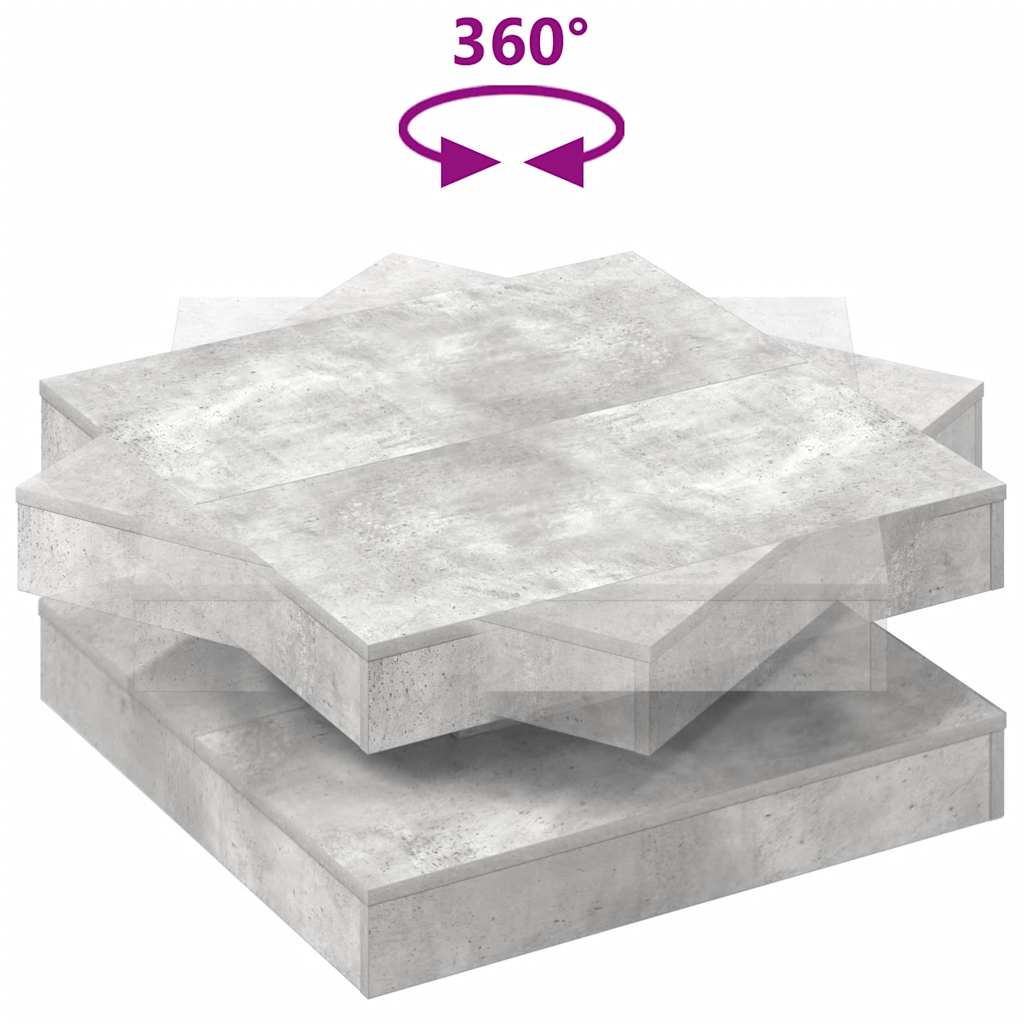 vidaXL Stolik kawowy obrotowy 360 stopni, betonowy, szary, 70x70x34,5 cm