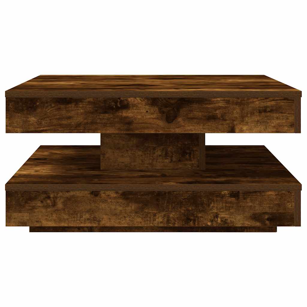 vidaXL Stolik kawowy obrotowy 360 stopni, dąb wędzony, 70x70x34,5 cm